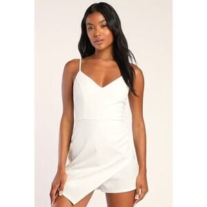 Lulus Flirtier Than Ever White Sleeveless Skort Romper - Size M
